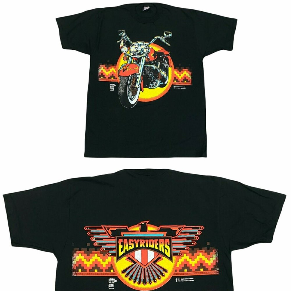 Vintage 1994 90s Easyriders Motorcycle T-Shirt USA Made XL Aztec Eagle Harley